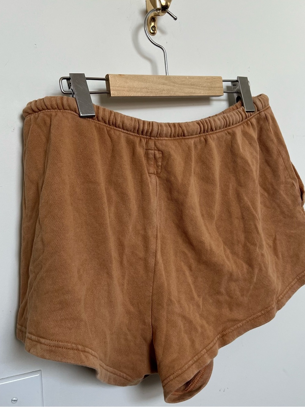 Aerie Tan Terry Cloth Lounge Shorts Drawstring Cozy Boho Size L - Picture 4 of 5